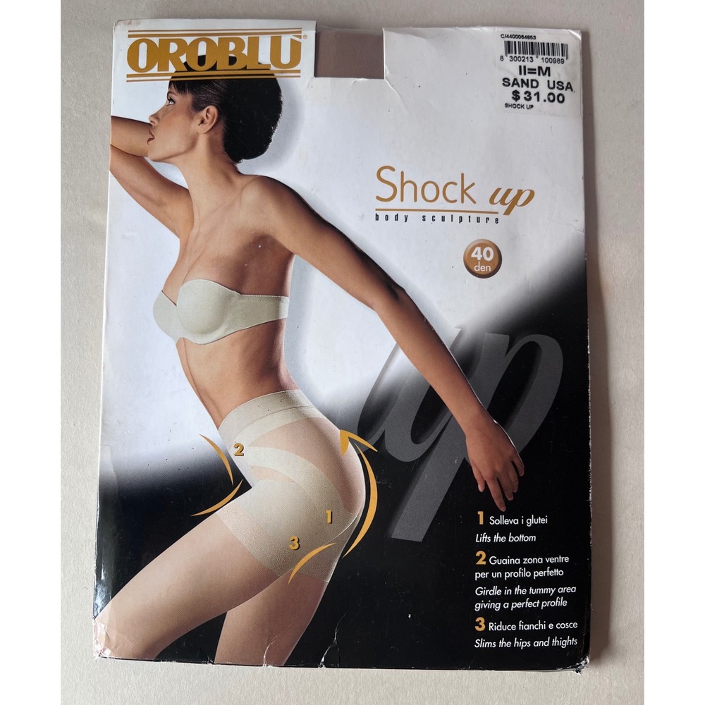 Oroblu Shock Up Body Sculpture Tights Sand USA Size M 40 Denier NEW‎
